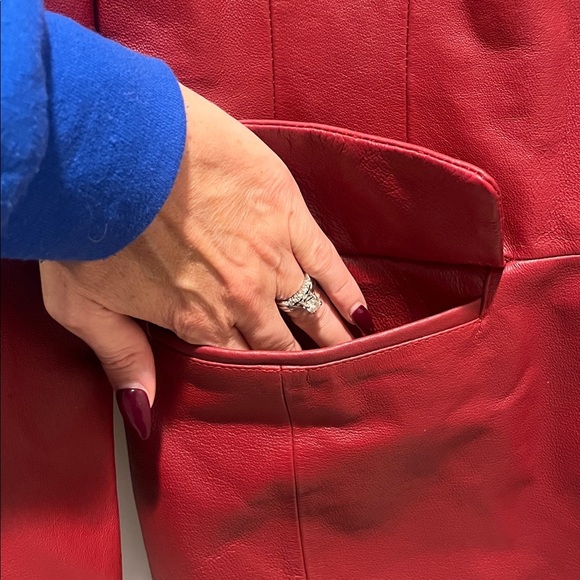 EXCELLED 100% genuine Leather coat Burgundy/Wine Red Jacket blazer oversized - Picture 4 of 8